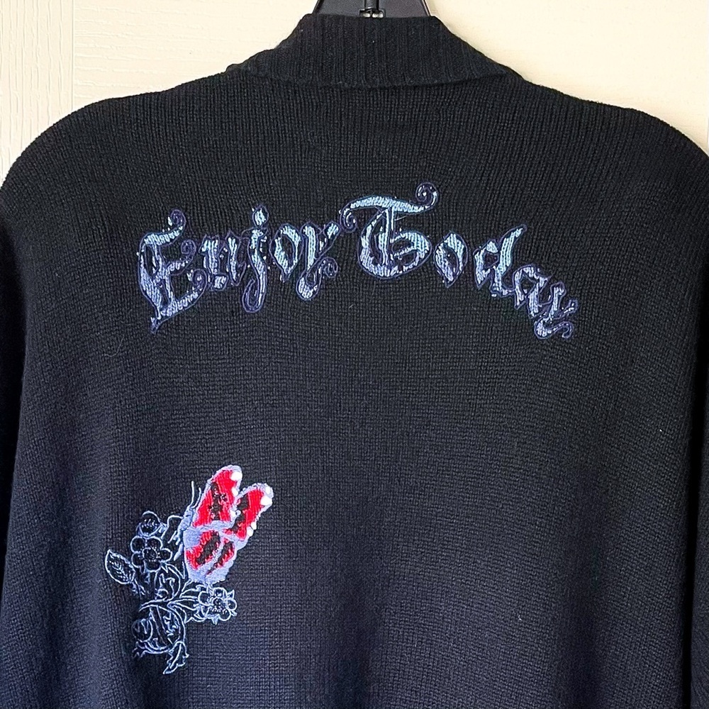 Zadig & Voltaire Indiany Embroidered Cashmere Cardigan Multicolor One Size EUC - Picture 9 of 14